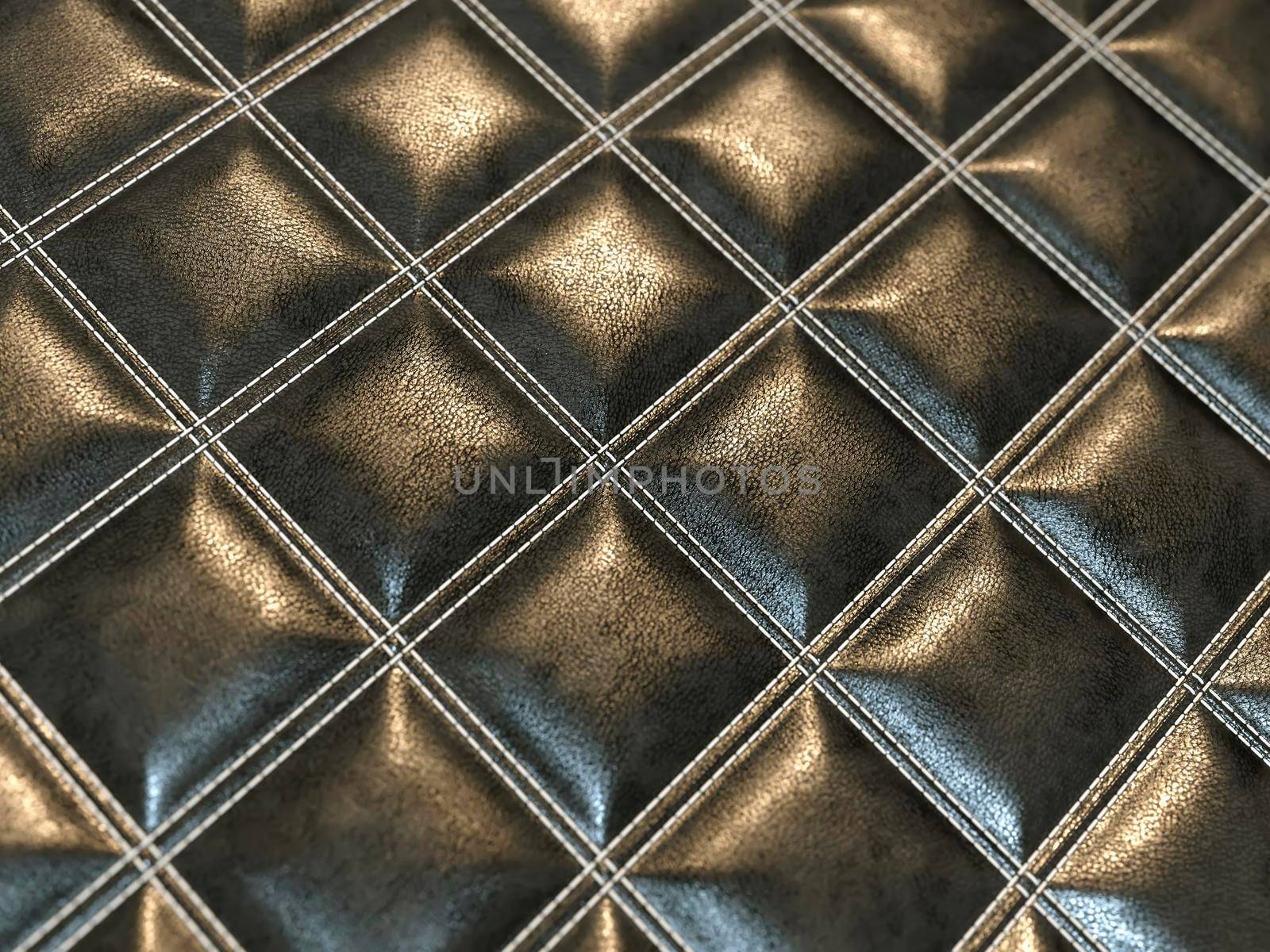 Leather square stitched black texture or background  by Arsgera