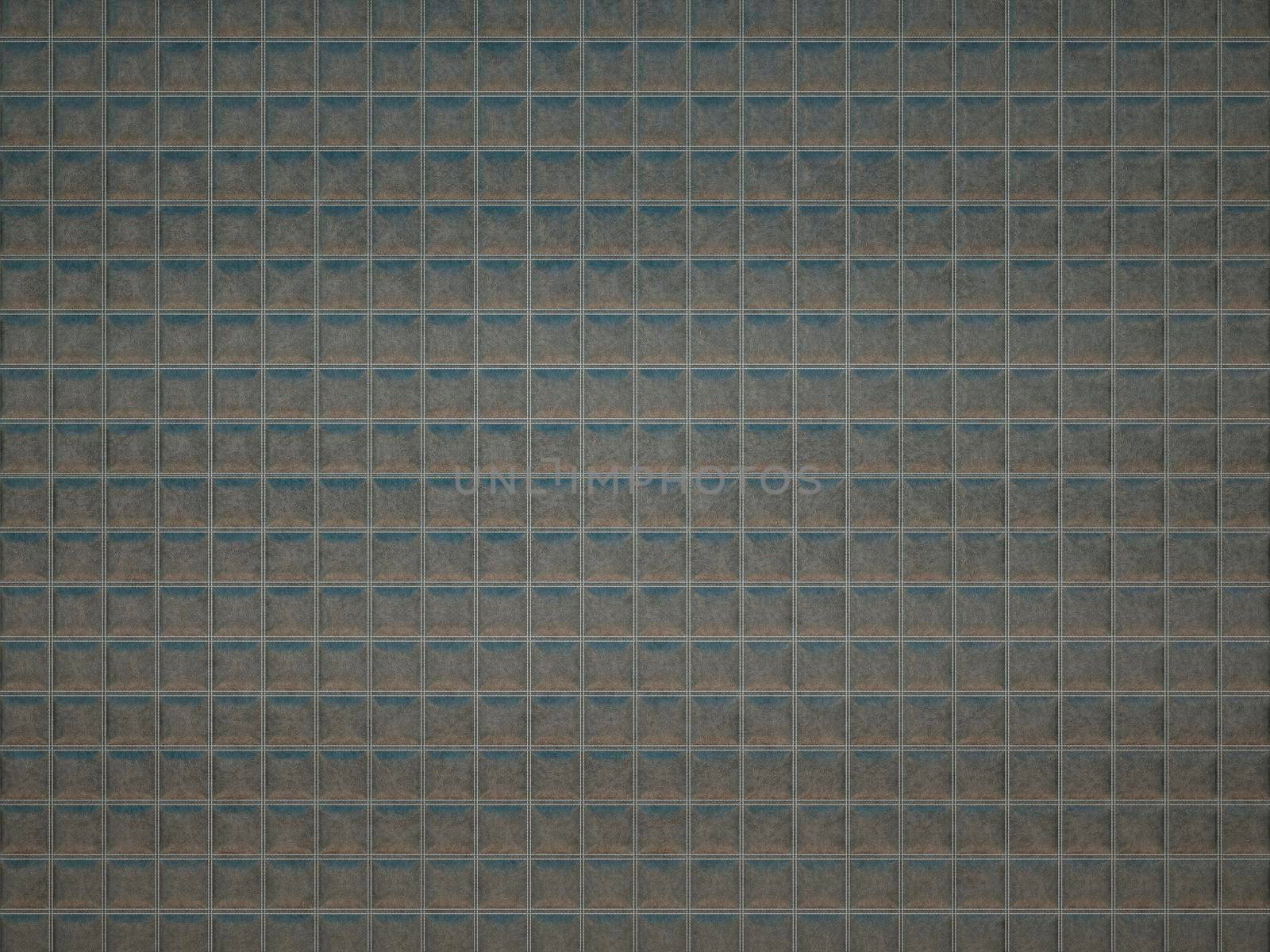 Leather stitched square grey texture or background with bumps. 3d render, 3d illustration