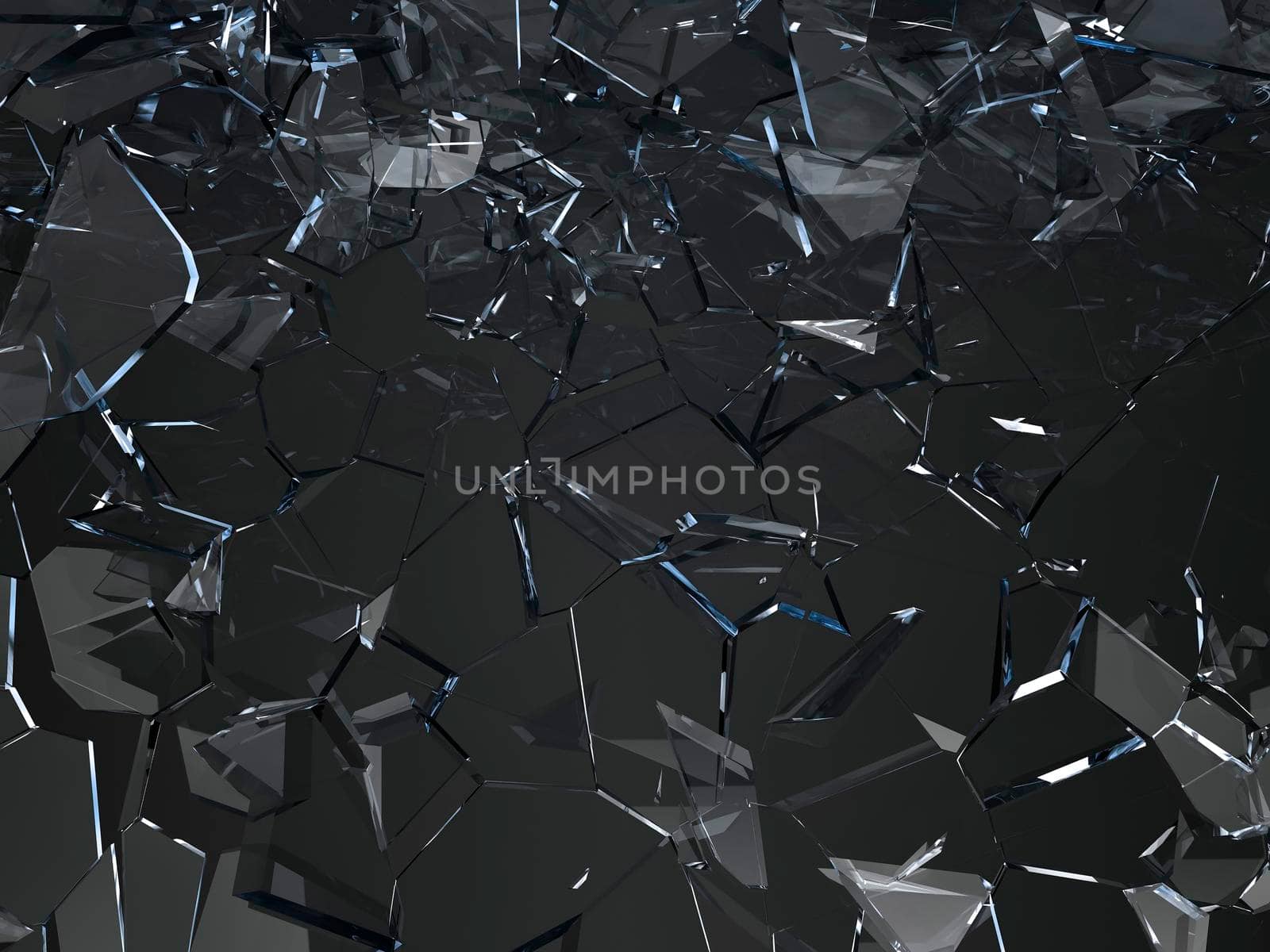 Pieces of glass broken or cracked on black by Arsgera