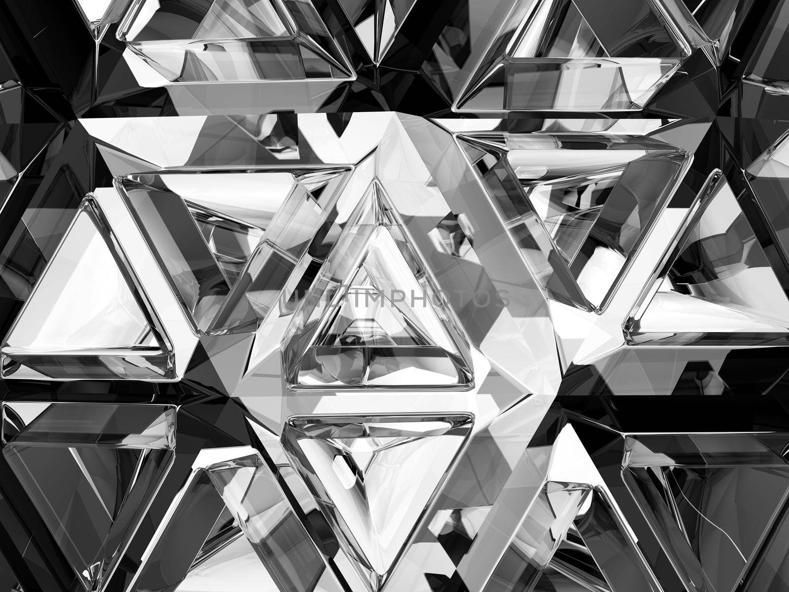 Gemstone or diamond texture closeup and kaleidoscope. 3d render, 3d illustration