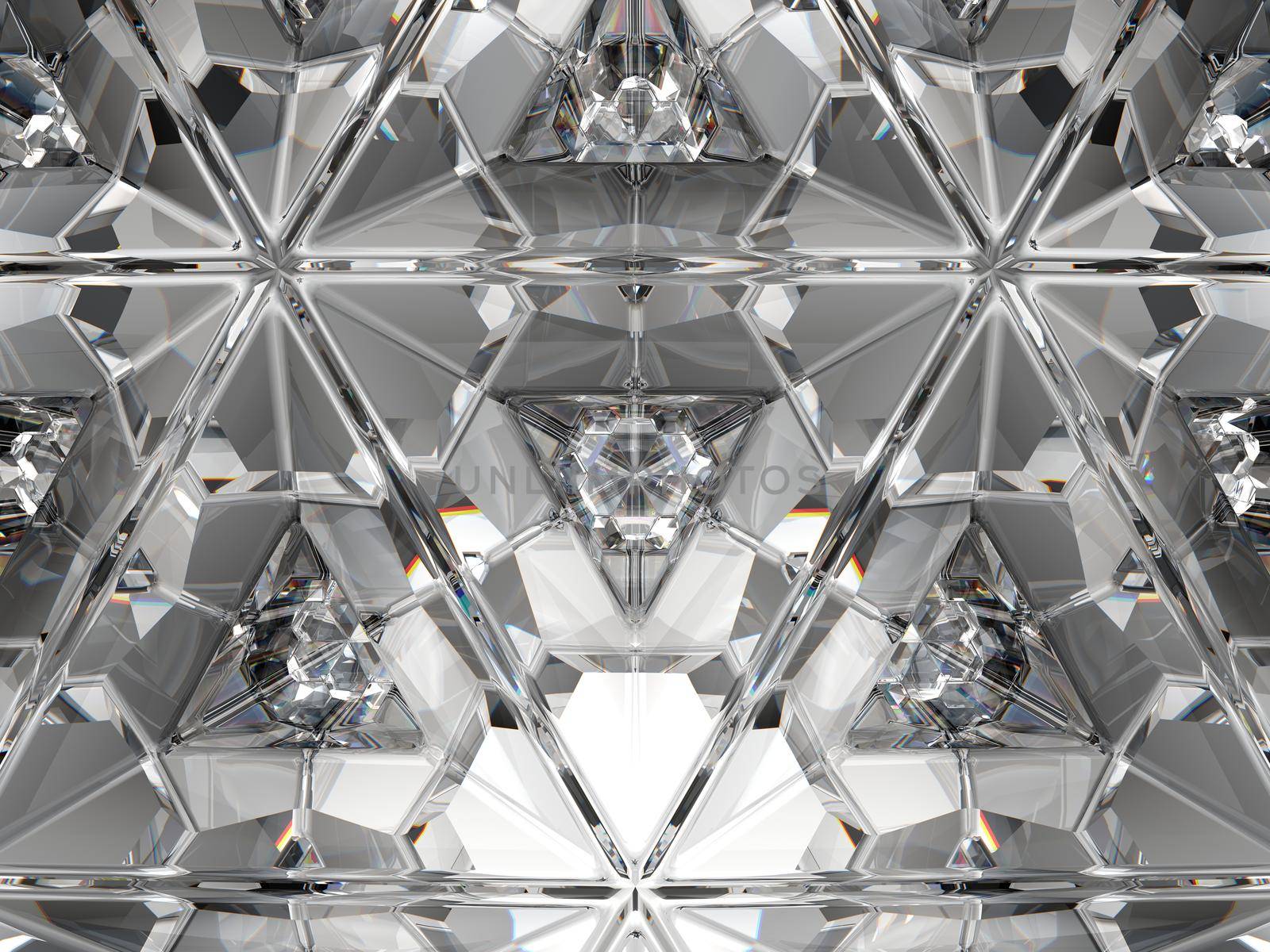 Gemstone diamond or shiny glass triangular texture kaleidoscope by Arsgera