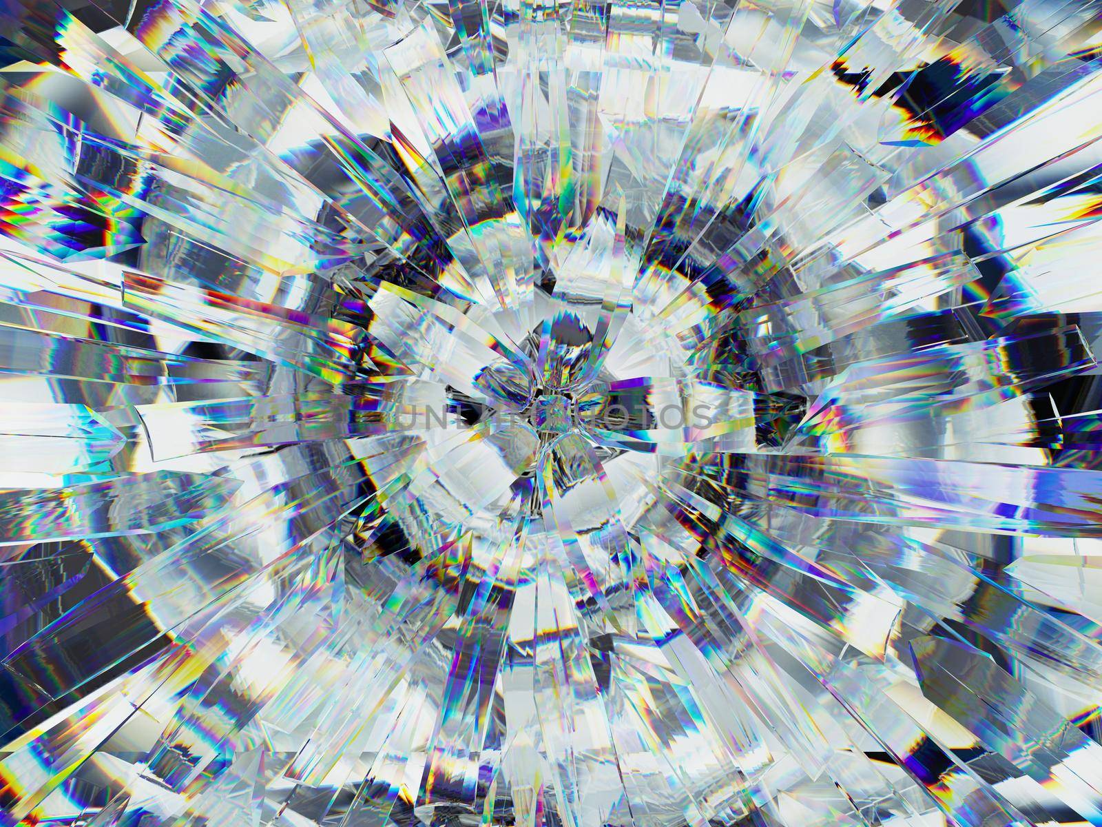 Gemstone or diamond texture closeup and kaleidoscope. 3d render, 3d illustration