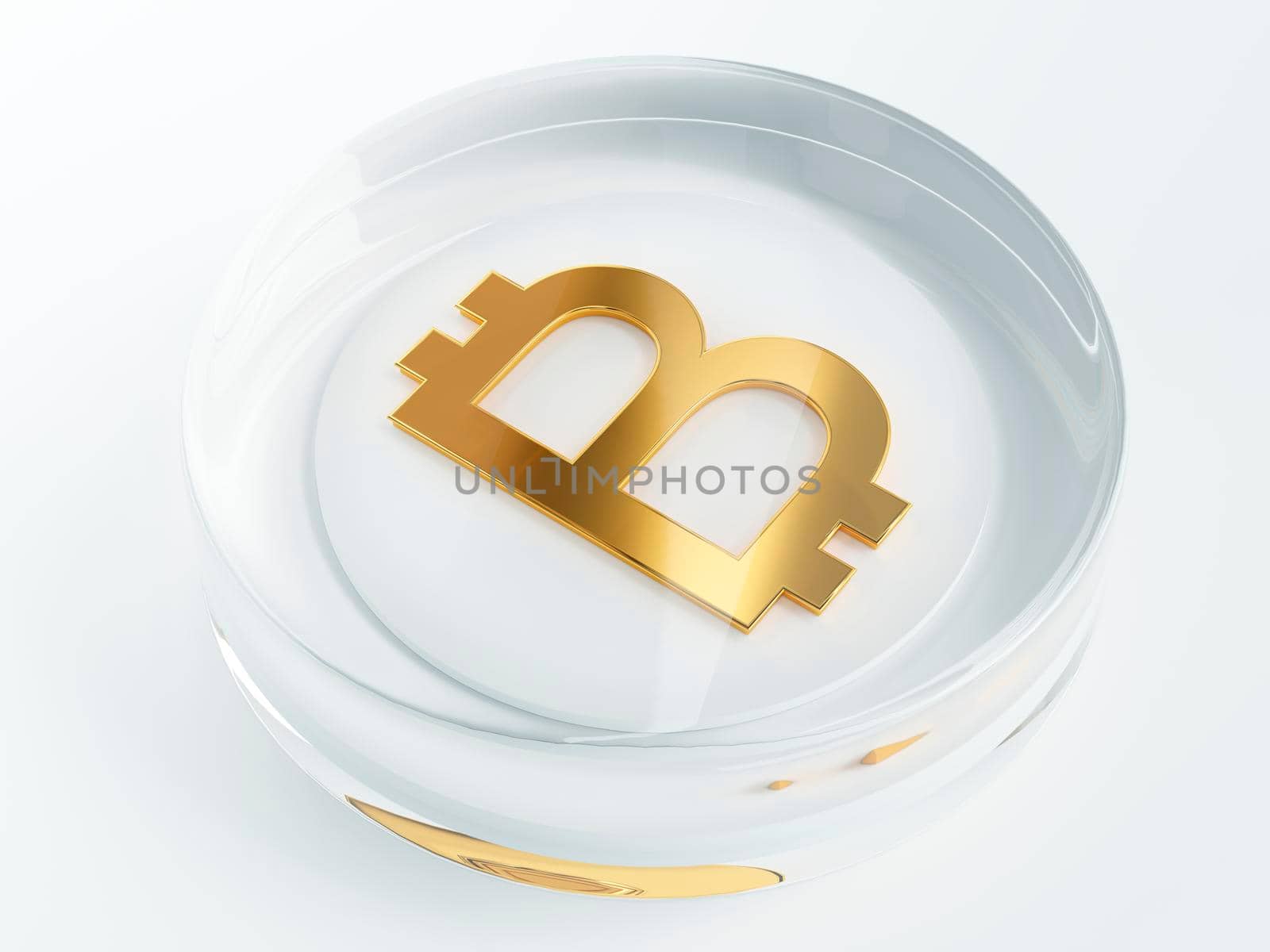 bitcoin cryptocurrency golden symbol covered with glass  by Arsgera