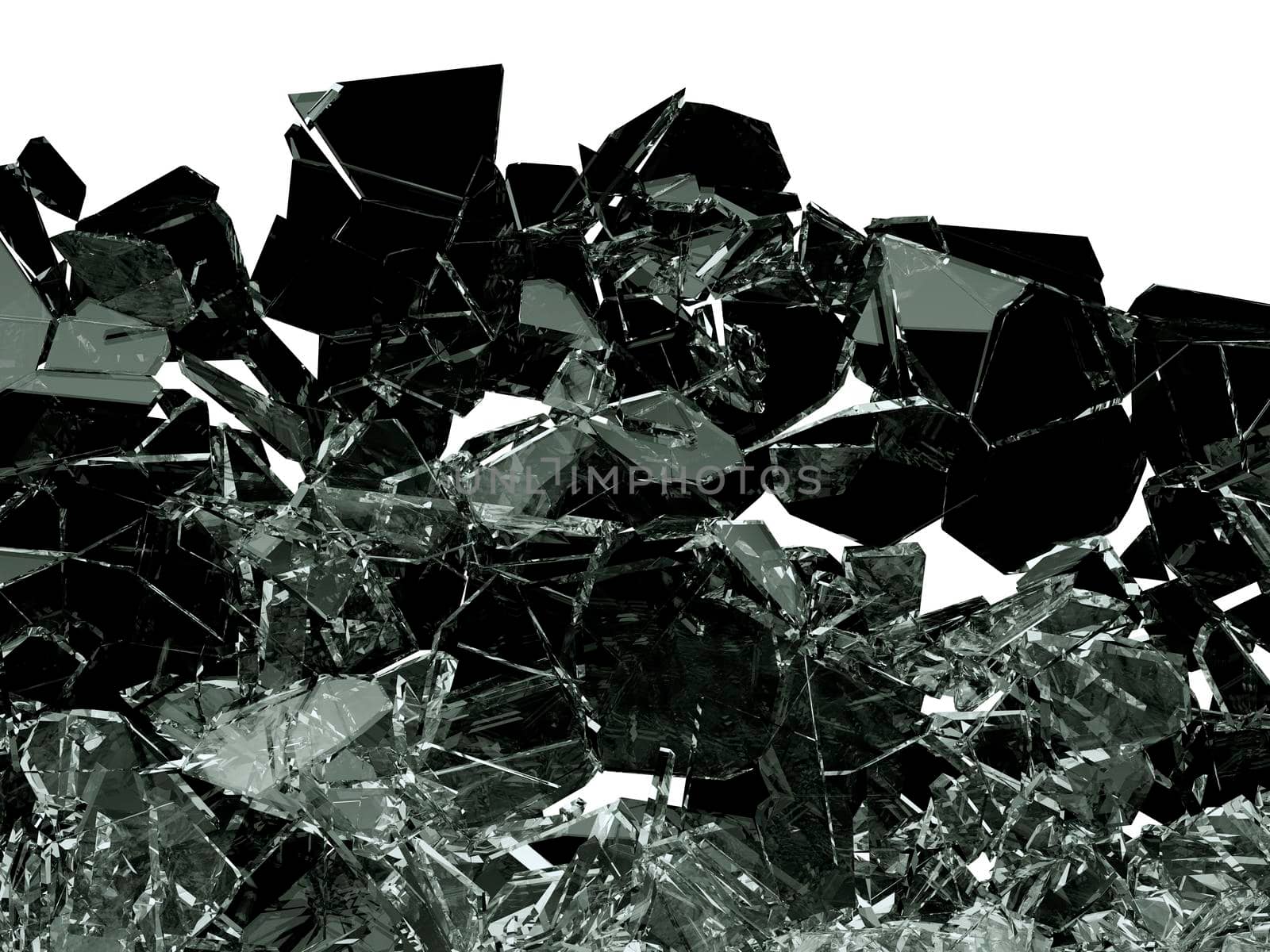 Pieces of glass broken or cracked on white by Arsgera