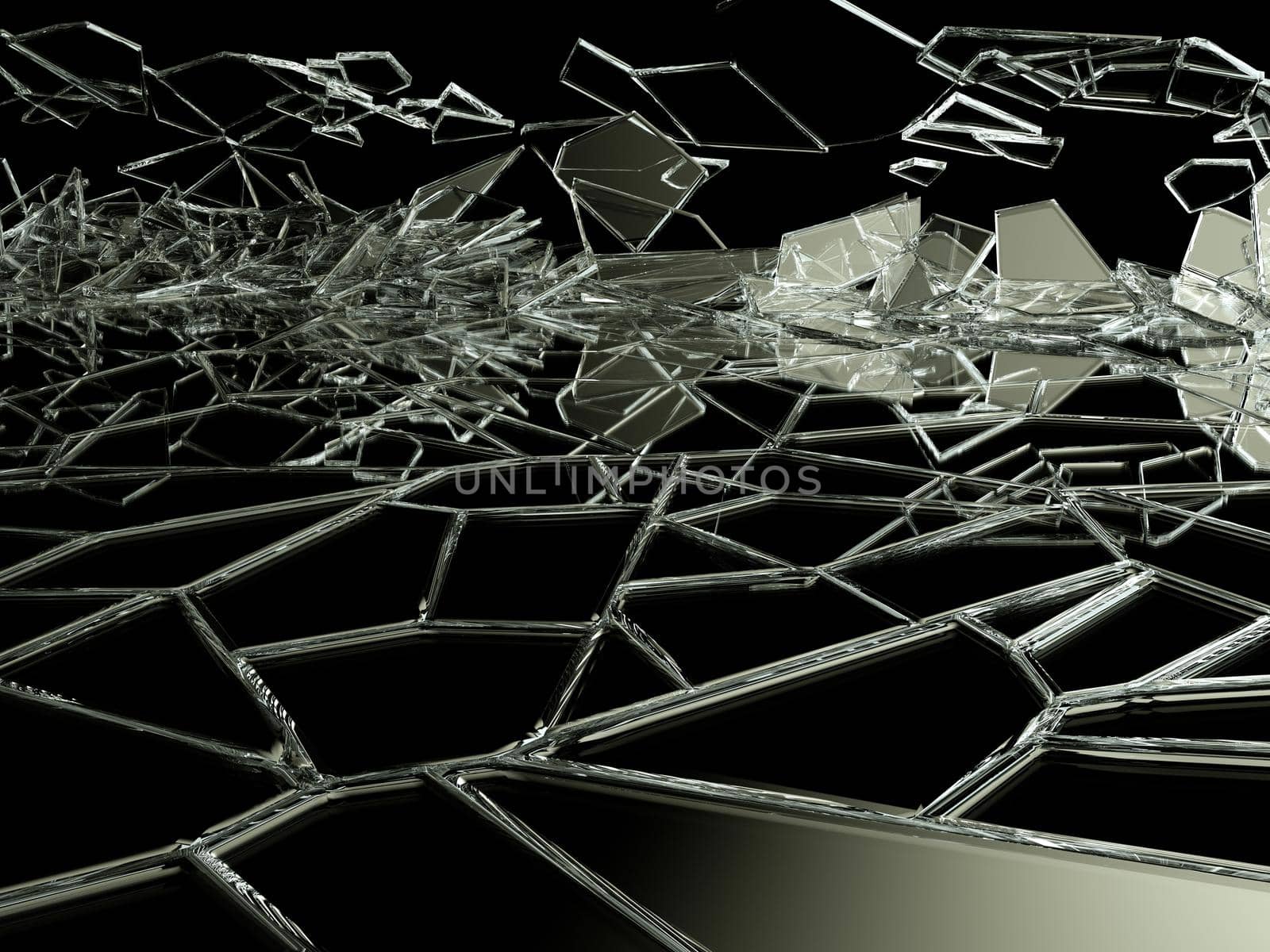 Broken and cracked glass on black by Arsgera
