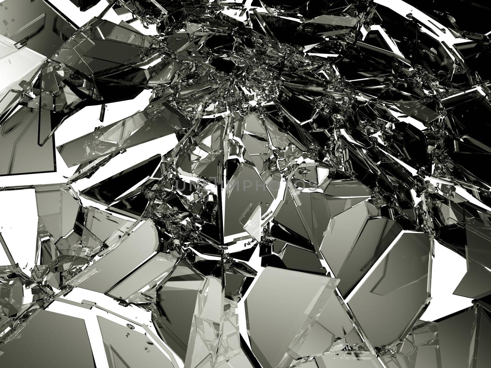 Broken glass pieces isolated on white by Arsgera