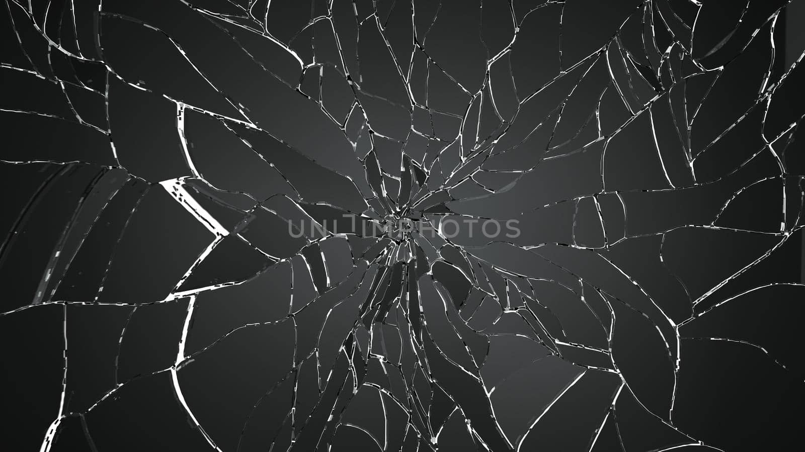 Many pieces of shattered glass on white background by Arsgera