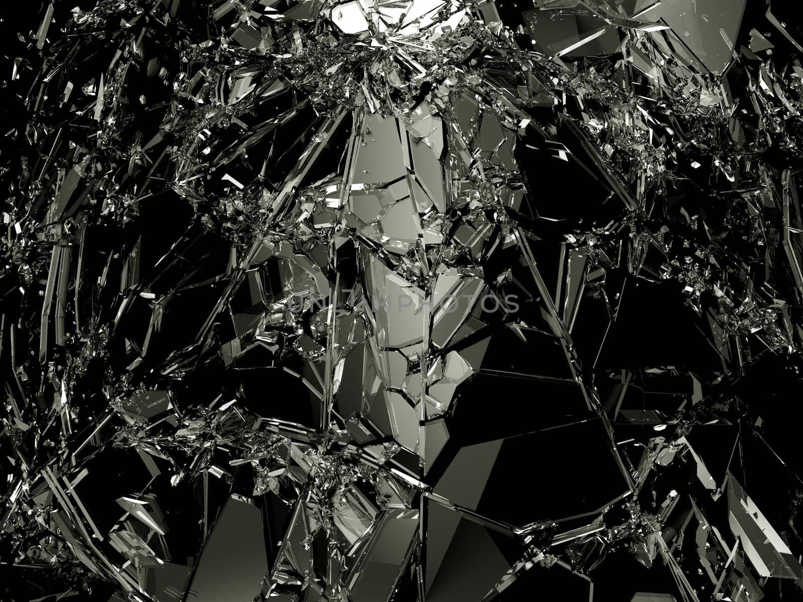 Pieces of destructed Shattered glass on white by Arsgera