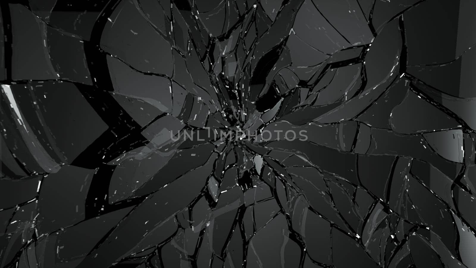 Pieces of Shattered glass on black background by Arsgera