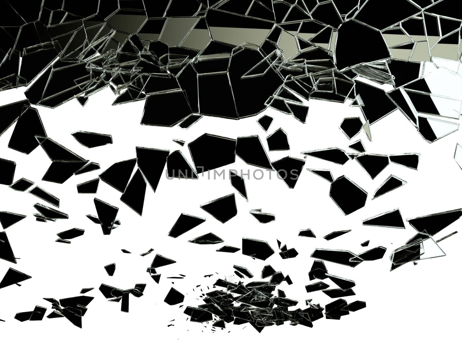 Pieces of shattered glass on white by Arsgera