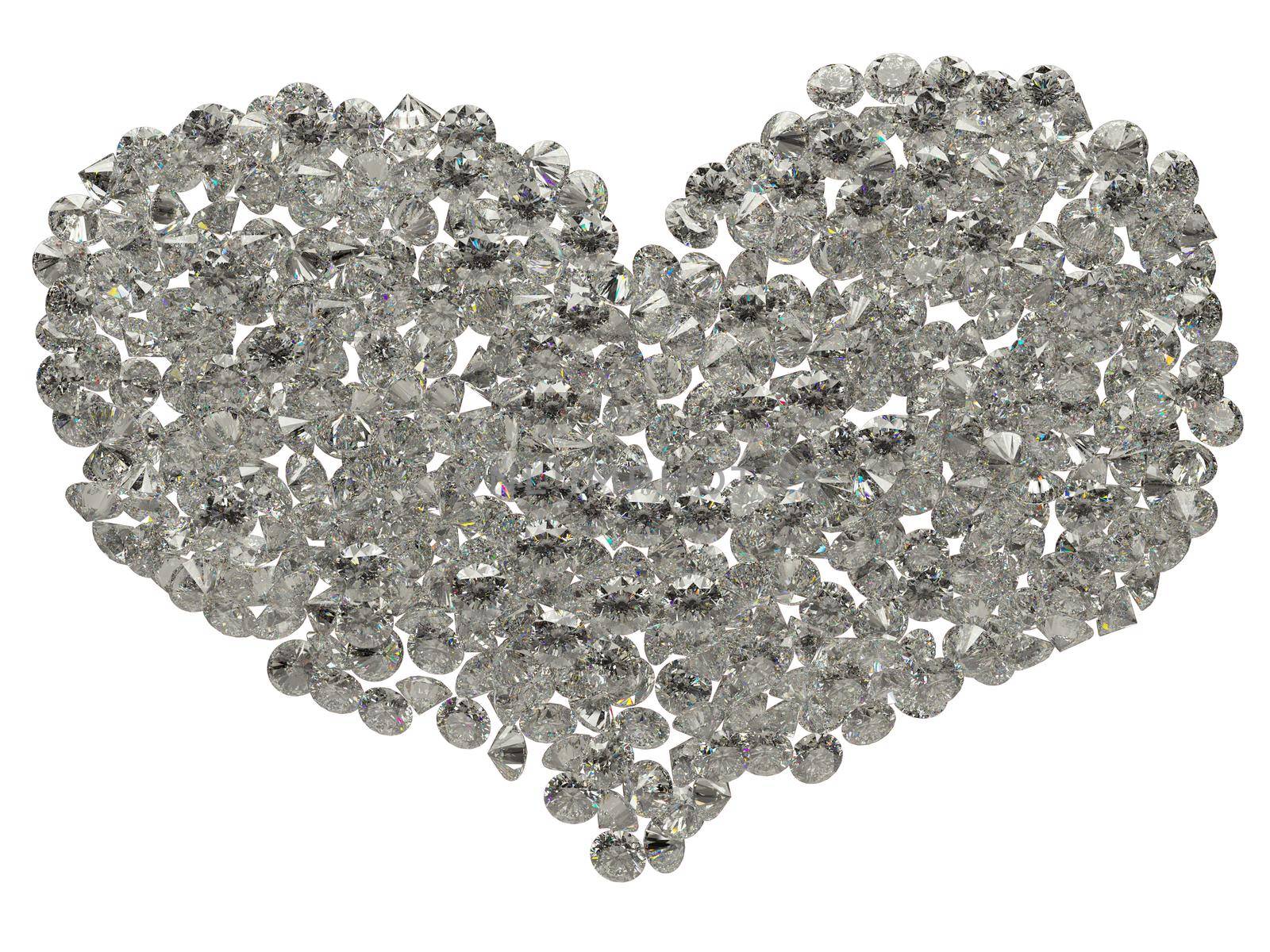 Large sparkling diamonds heart shape isolated  by Arsgera