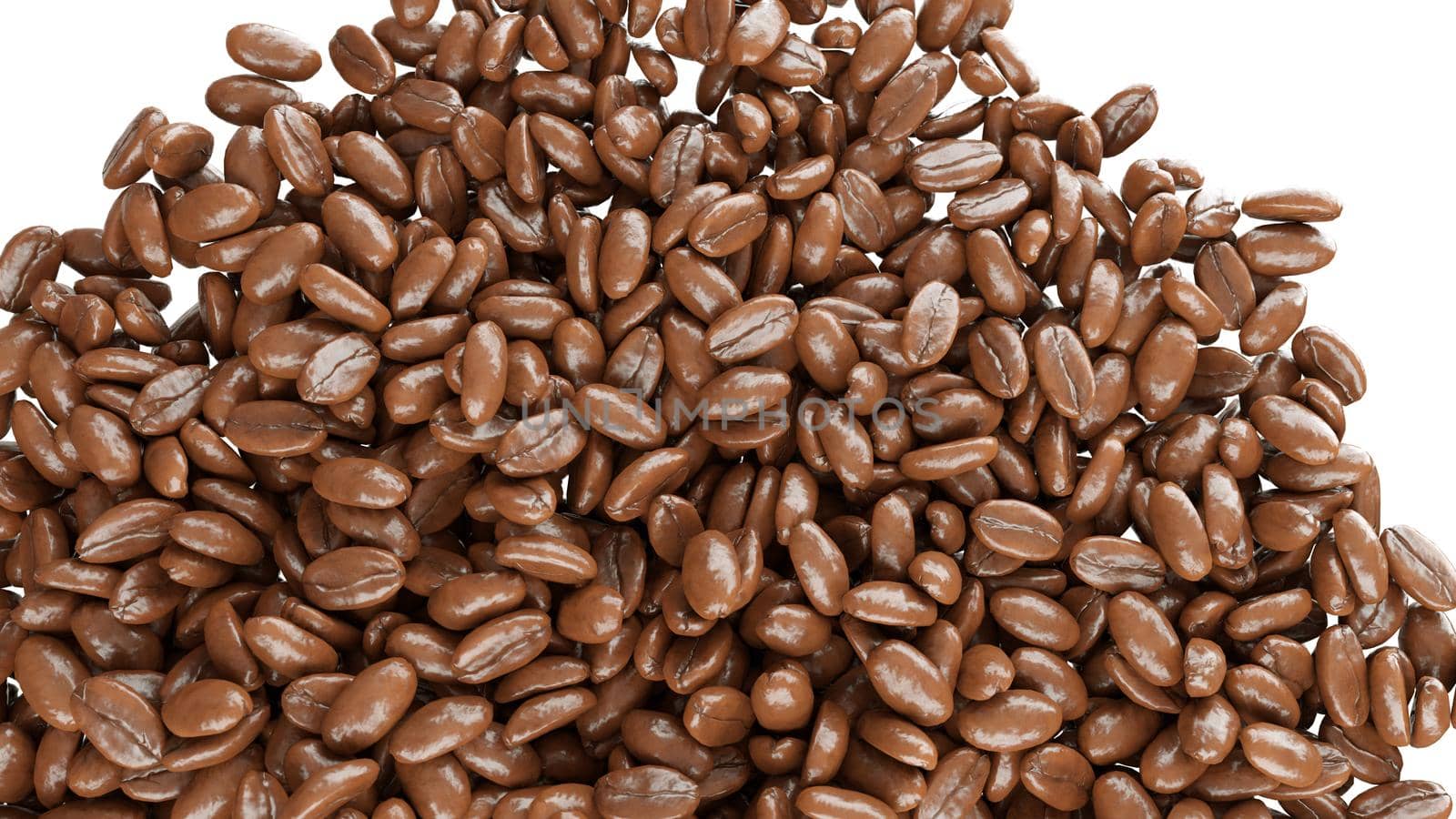 roasted coffee beans falling down isolated  by Arsgera