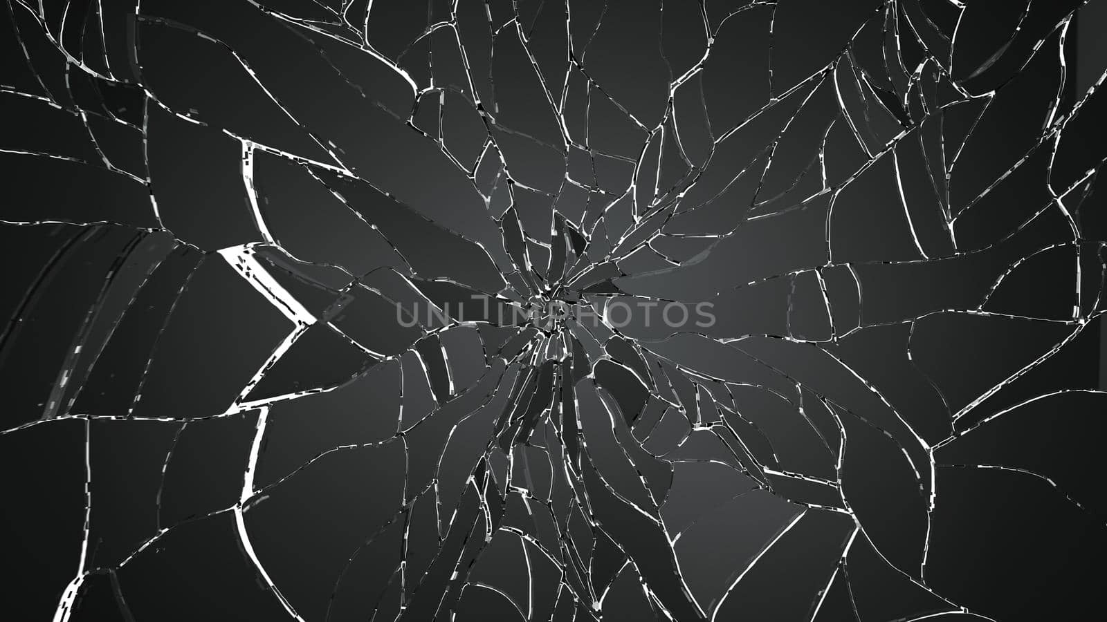 Pieces of destructed Shattered glass. high resolution 3d illustration, 3d rendering