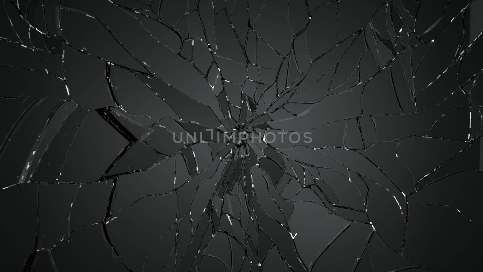 Pieces of splitted or cracked glass on black by Arsgera