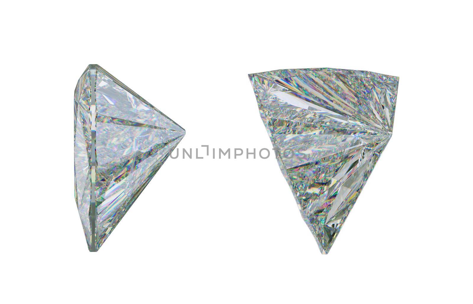 Side view of trillion cut diamond or gemstone on white by Arsgera
