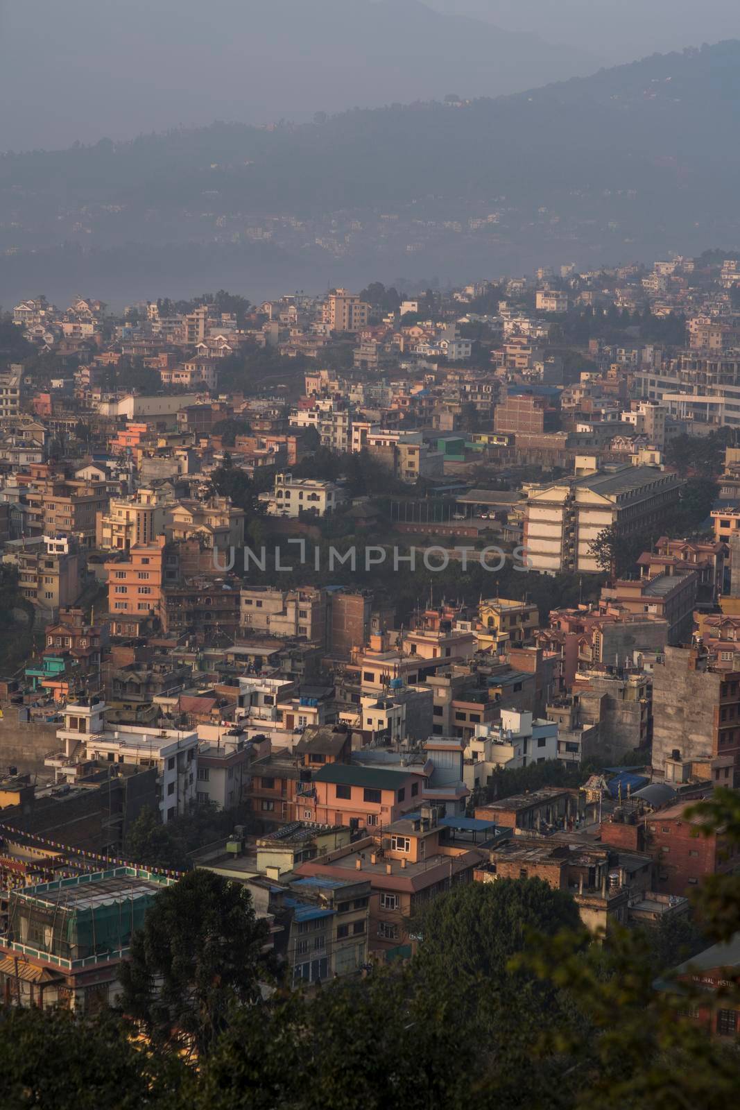 Kathmandu town view from Swayambhunath hill. Tourism in Nepal