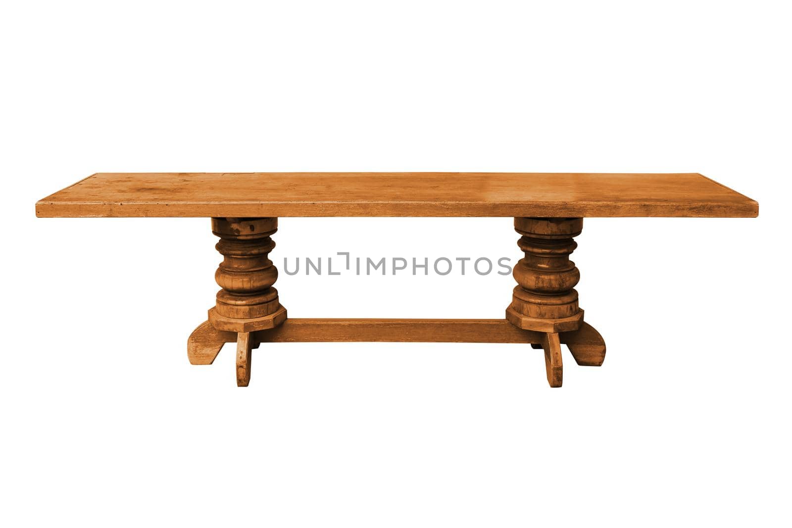 Wooden table isolated on white background, work with clipping path.