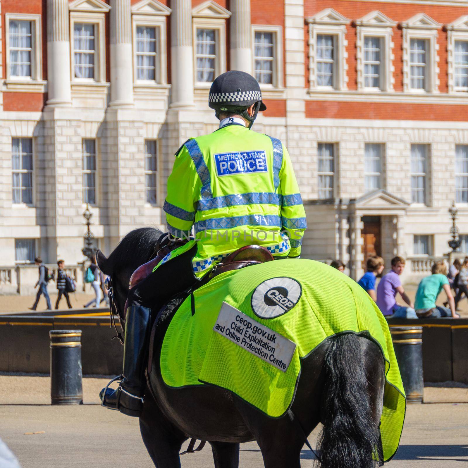 LONDON, UK - CIRCA APRIl 2011: Mounted police officer at Horse Guard Parade.