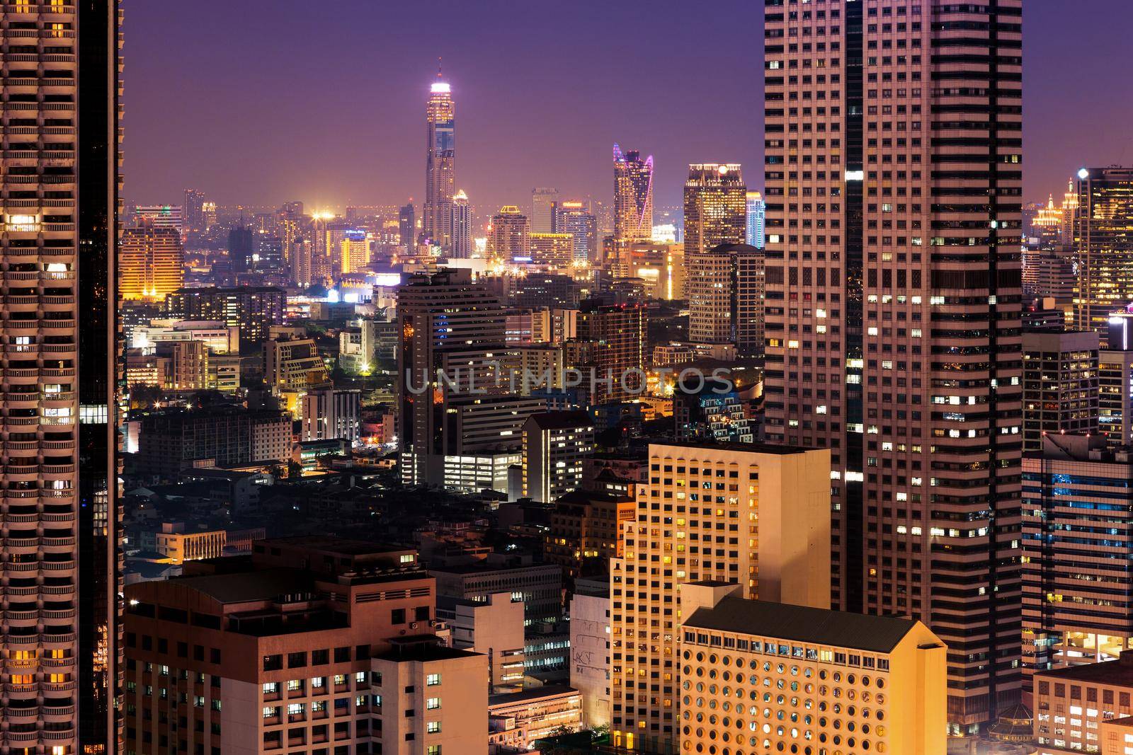 Bangkok cityscape. Bangkok night view in the business district. at dusk.