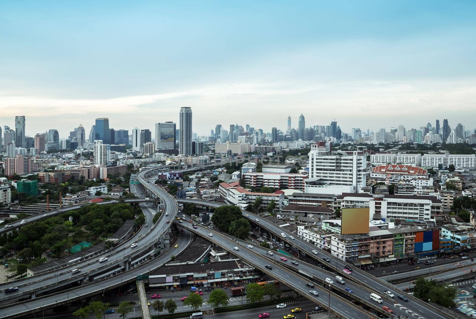 Downtown freeway in daylight Bangkok, capital of Thailand