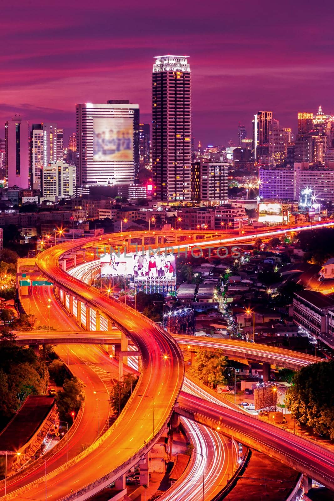 Downtown Expressway in twilight Bangkok, capital of Thailand