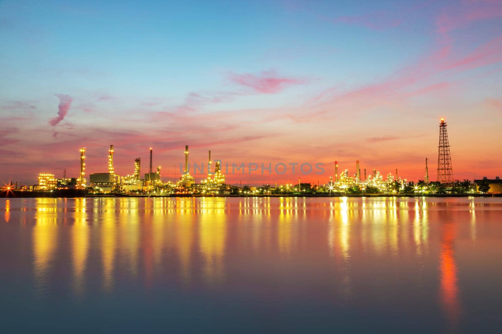 Oil refinery at twilight