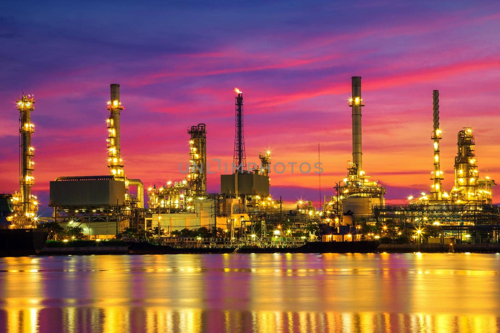 Oil refinery at twilight