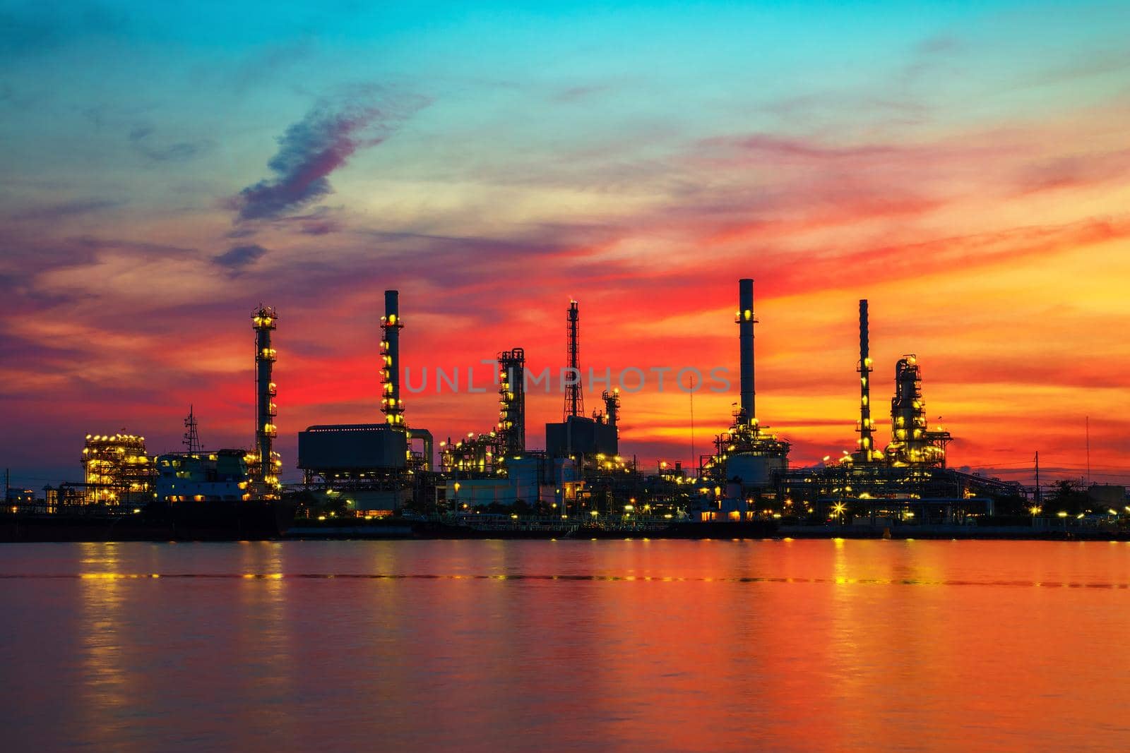 Oil refinery at twilight