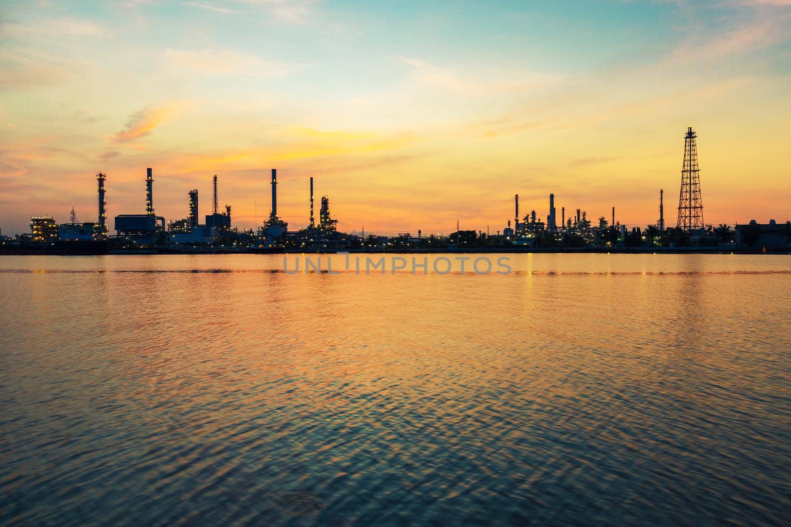 Oil refinery at twilight
