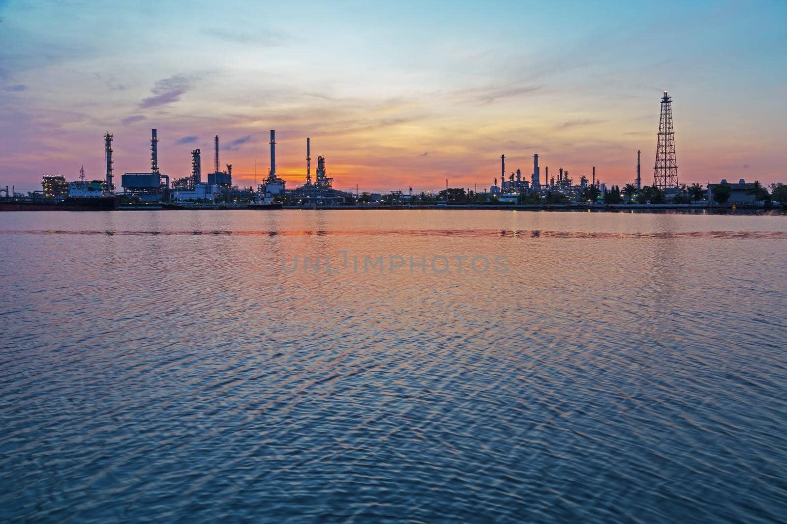 Oil refinery at twilight