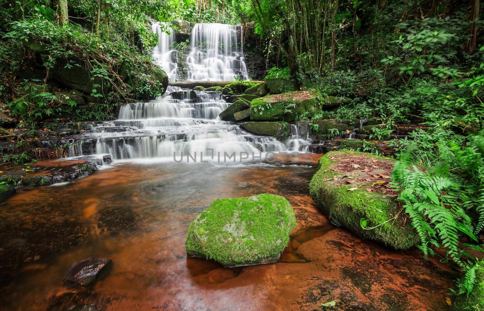 "Man dang" waterfall in Phu hin rong kra national park,Phitsanulok province,Thailand,defocused for background