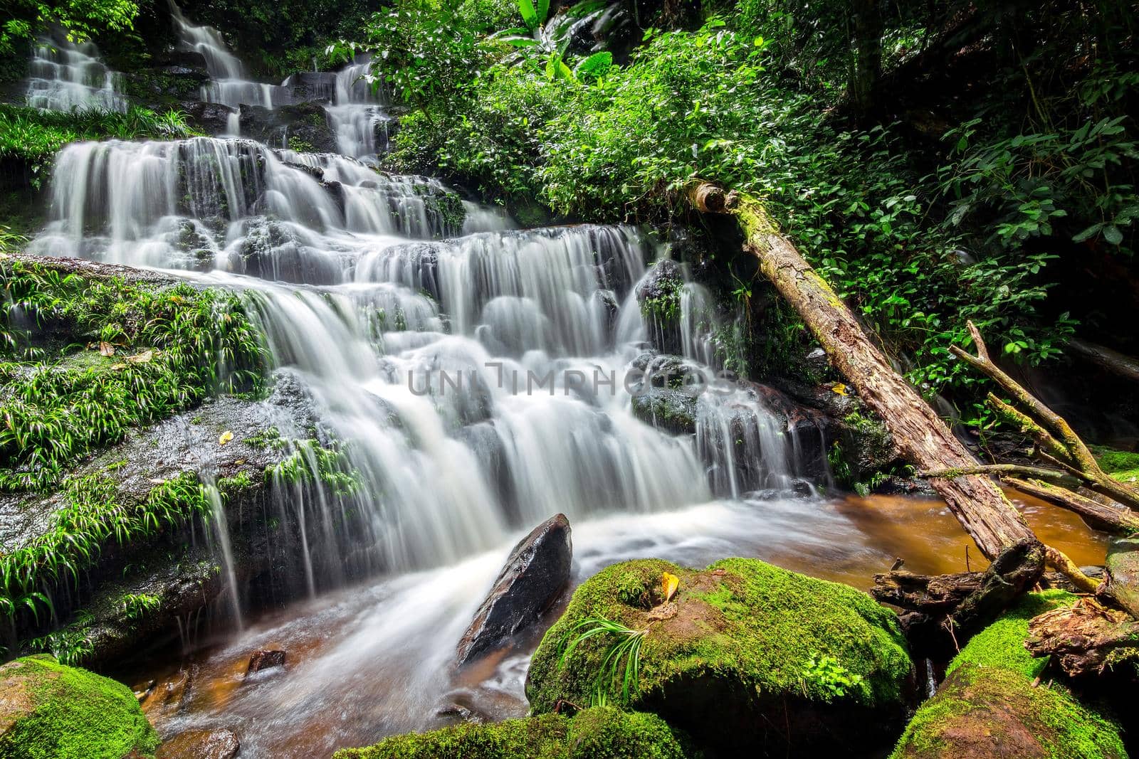 "Man dang" waterfall in Phu hin rong kra national park,Phitsanulok province,Thailand,defocused for background