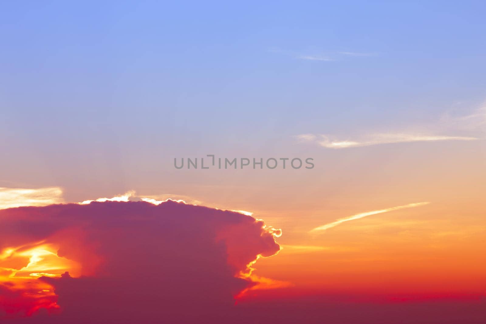 Colorful sky after the sunset. Evening sky background.