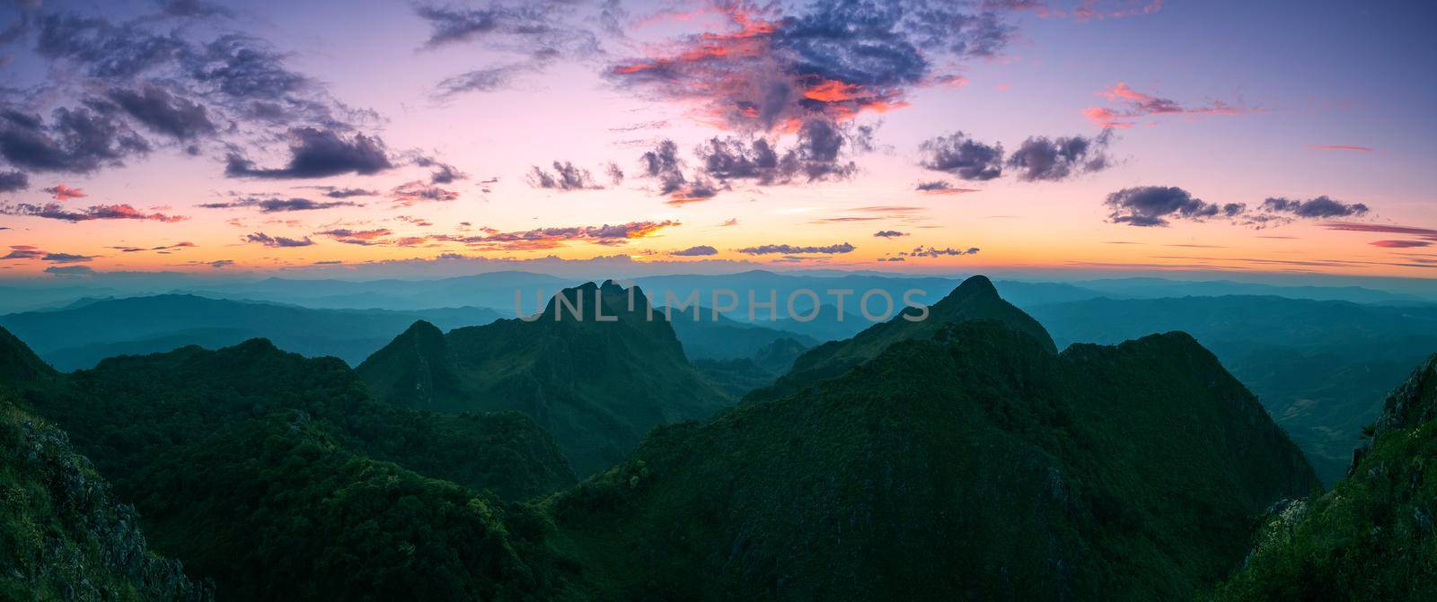 Mountain sunset sky, Doi Luang Chiang Dao, Thailand.