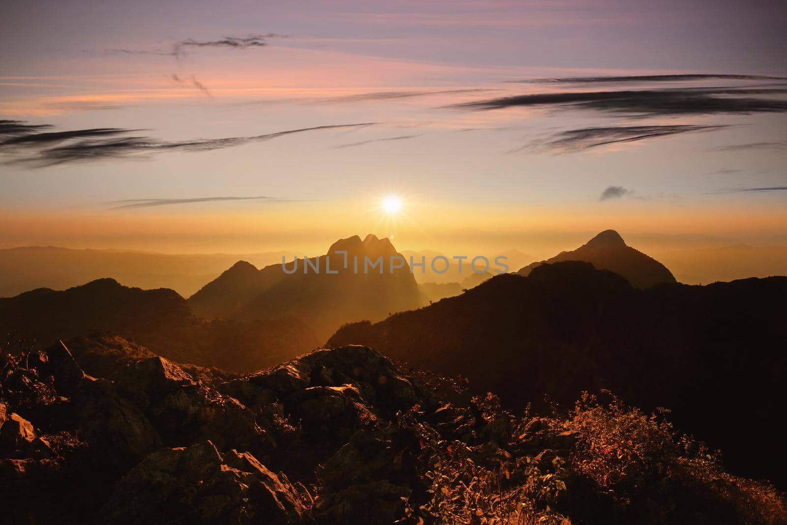 Mountain sunset sky, Doi Luang Chiang Dao, Thailand.