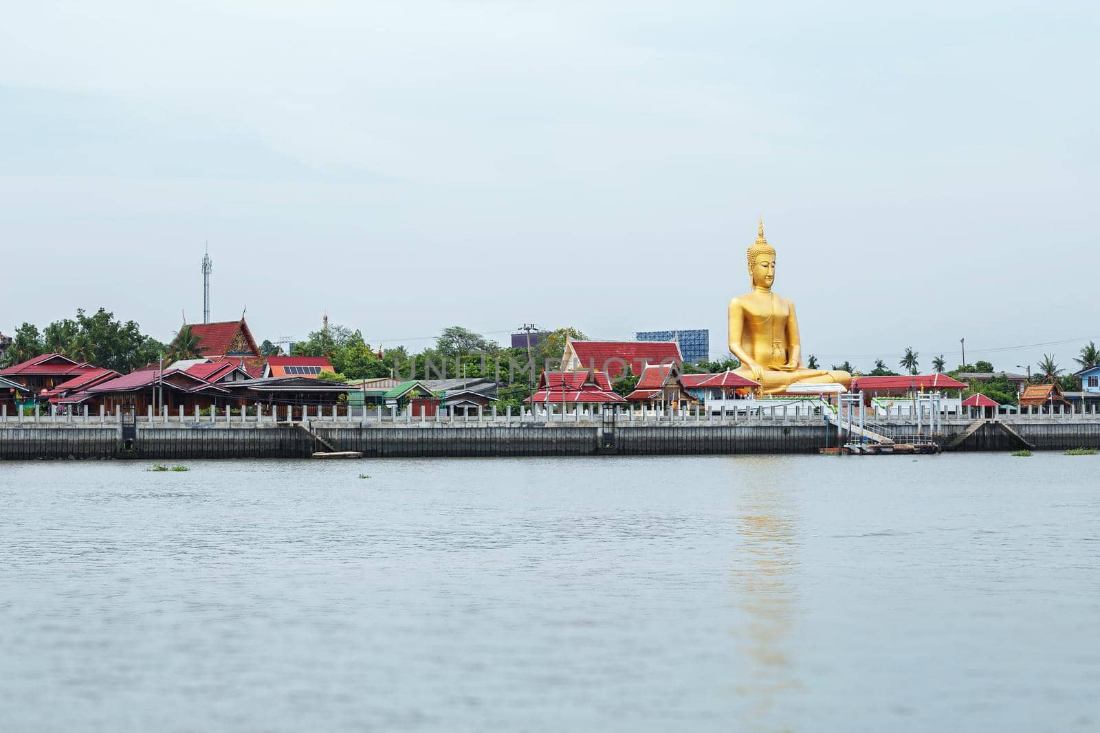 Chao Phraya river at Koh Kret ,Nonthaburi ,Thailand .