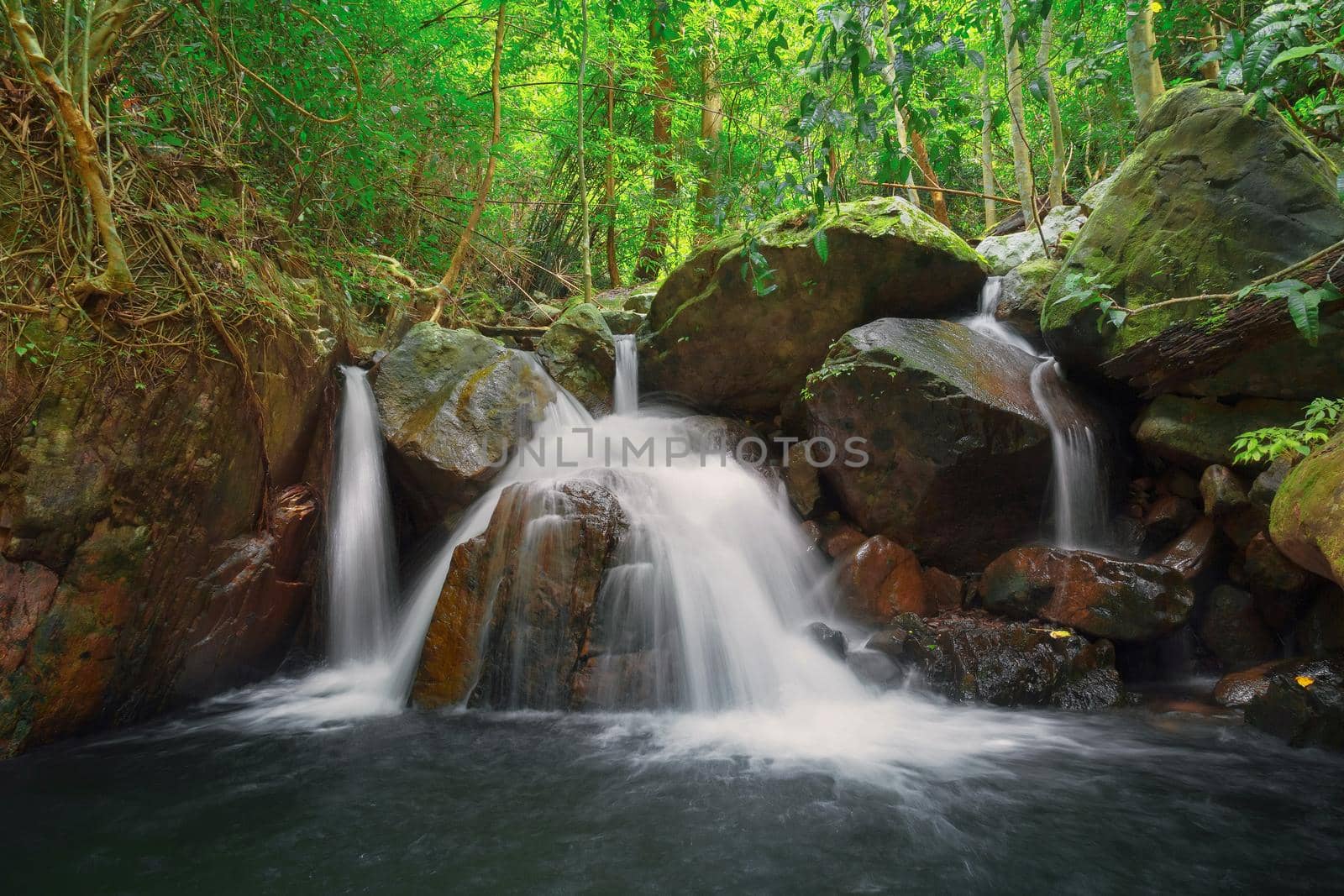 Waterfall with rain forest on mountain,Krok-E-Dok waterfall on mountain at Thailand National Park.