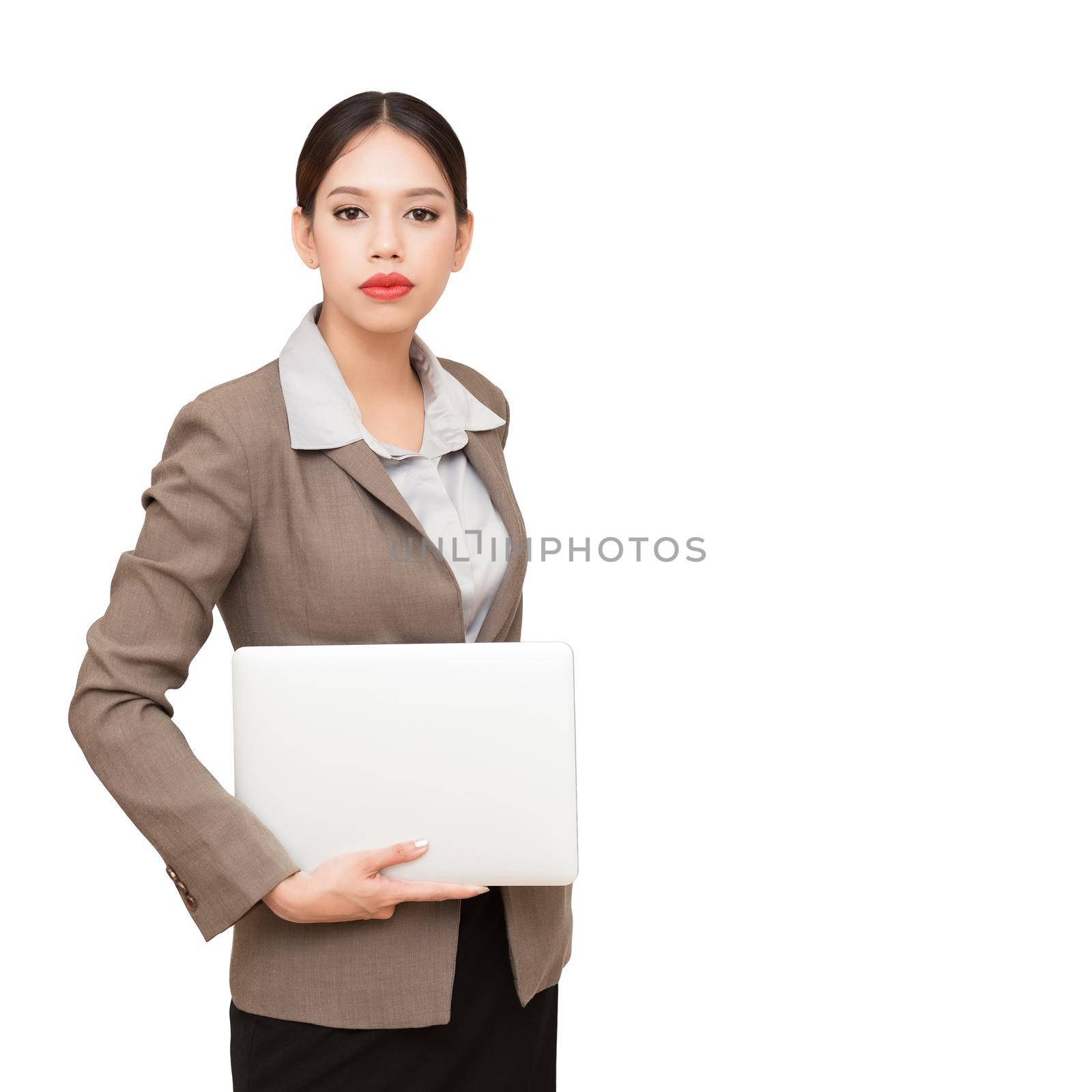 Young pretty business woman with notebook