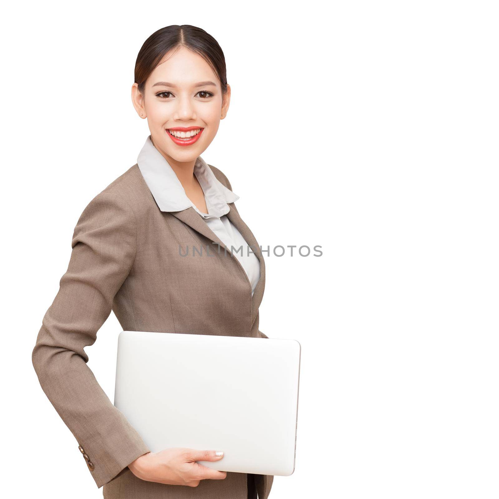 Young pretty business woman with notebook