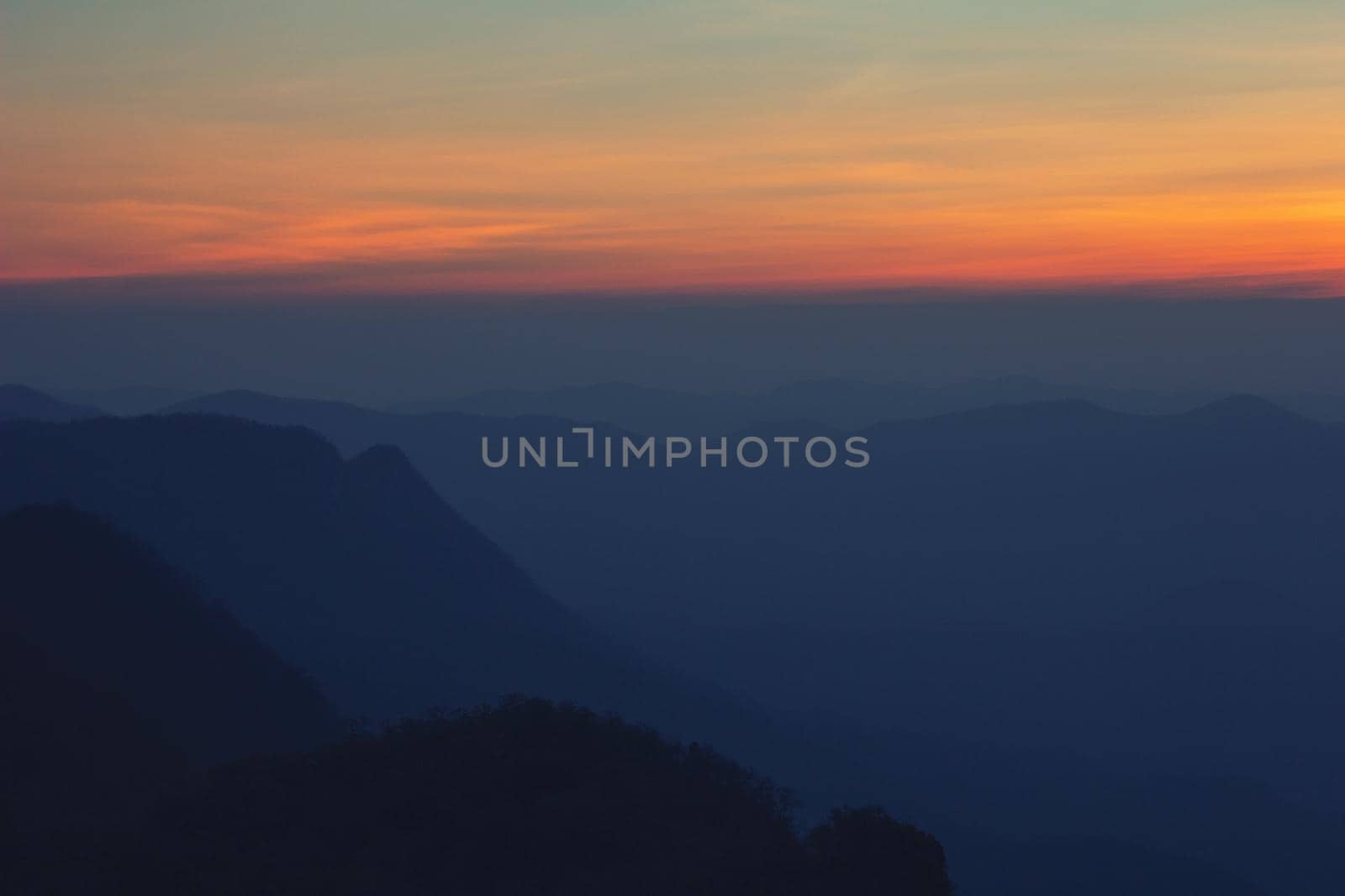 Mae Ping National Park at sunrise, Pha dang luang view point, Li, Lamphun, Thailand.