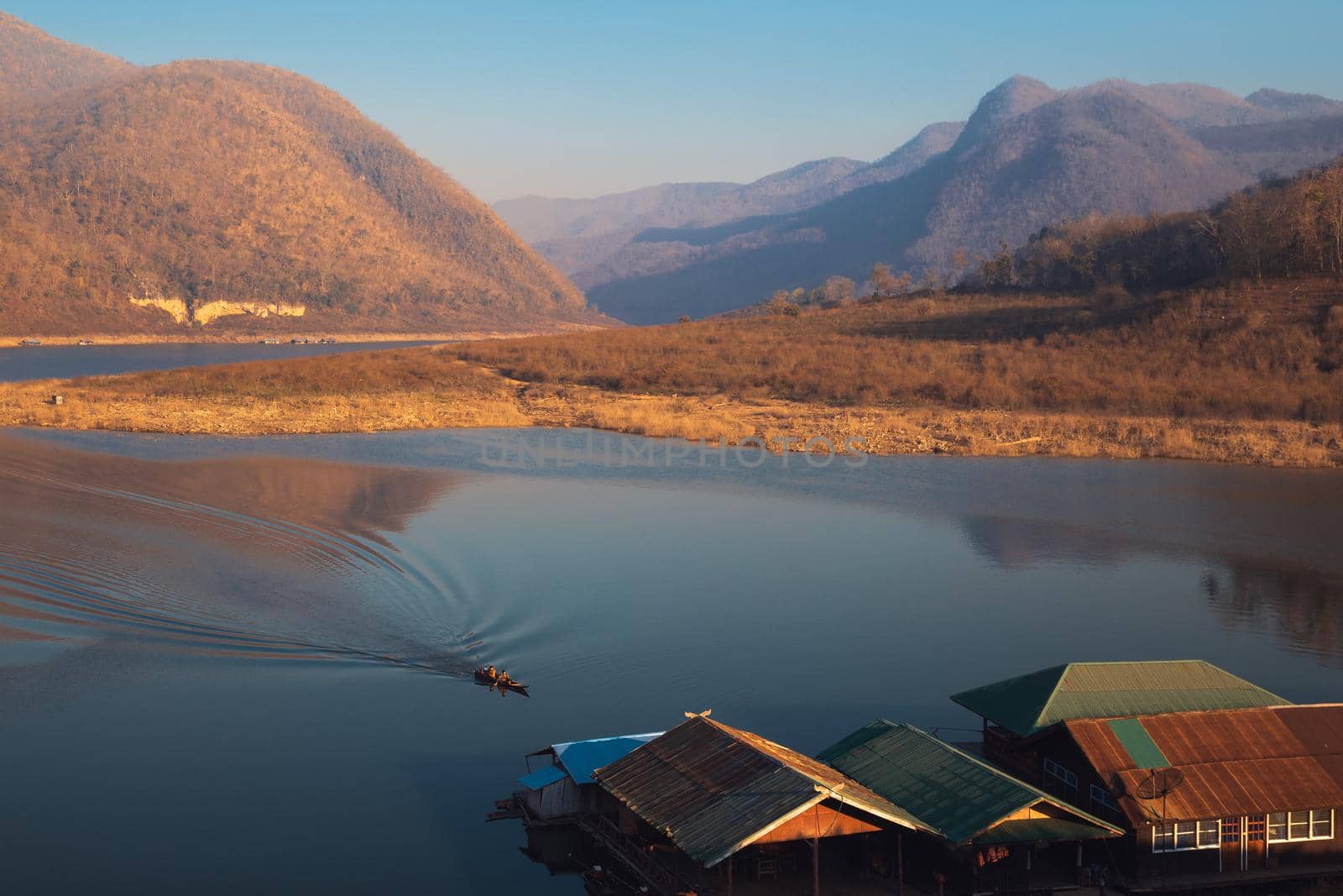 Mae Ping National Park in Li district, Lamphun.Kaeng Kor is big lake which surrounded by mountains with houseboats and restaurants.