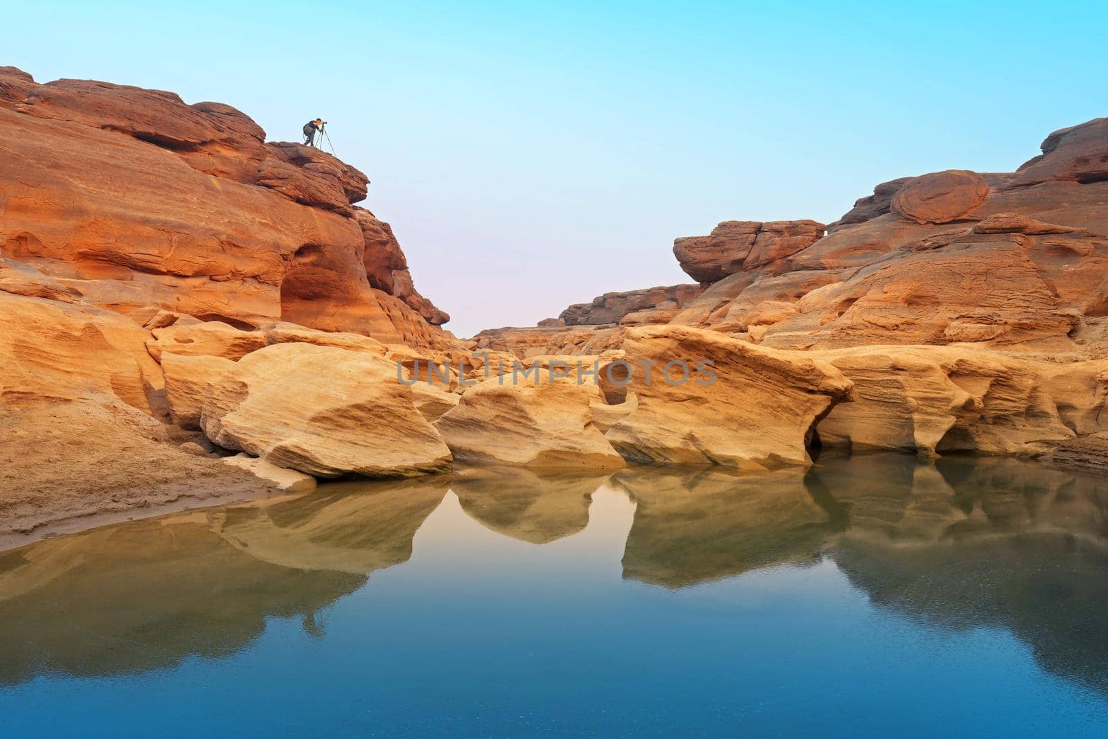 Unseen Thailand stone canyon at Sam Pan Bok in Mae Kong river. Ubonratchathani Province ,Thailand