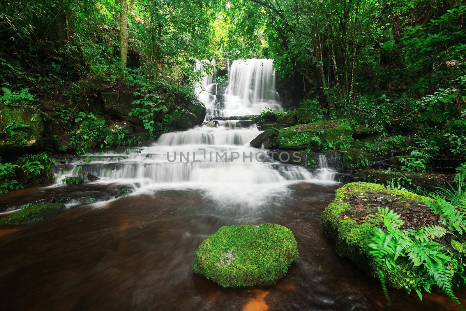 "Man dang" waterfall in Phu hin rong kra national park,Phitsanulok province,Thailand,defocused for background