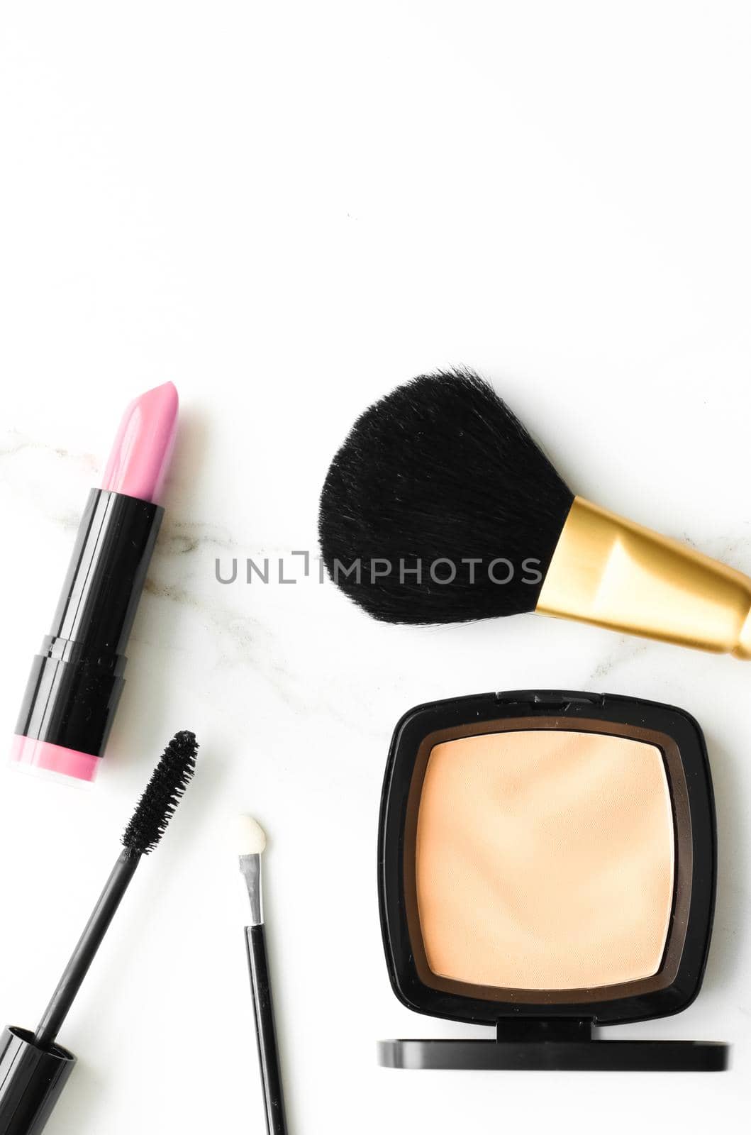 Make-up and cosmetics products on marble, flatlay background - modern feminine lifestyle, beauty blog and fashion inspiration concept