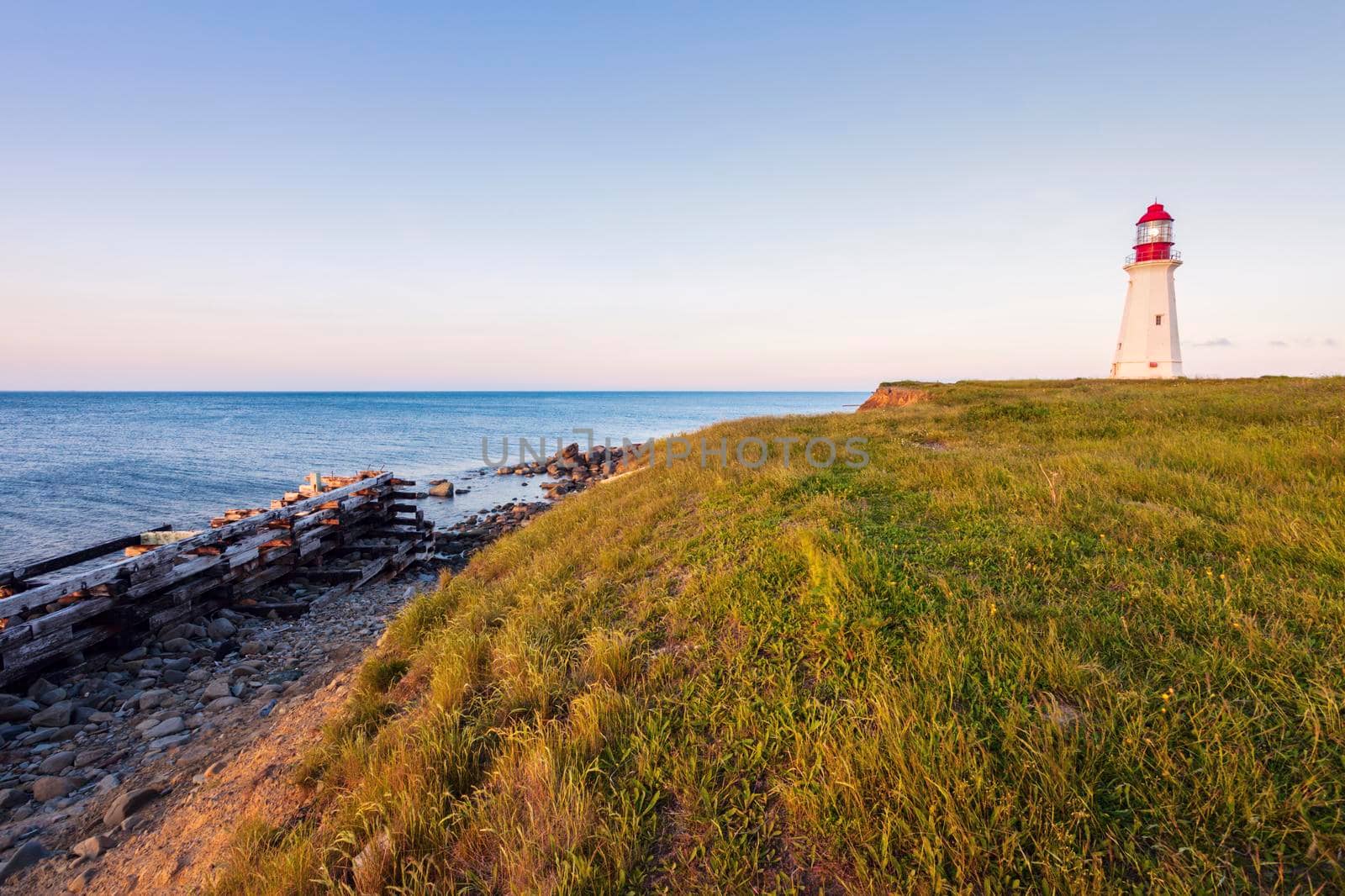 Low Point Lighthouse in Nova Scotia. Nova Scotia, Canada.