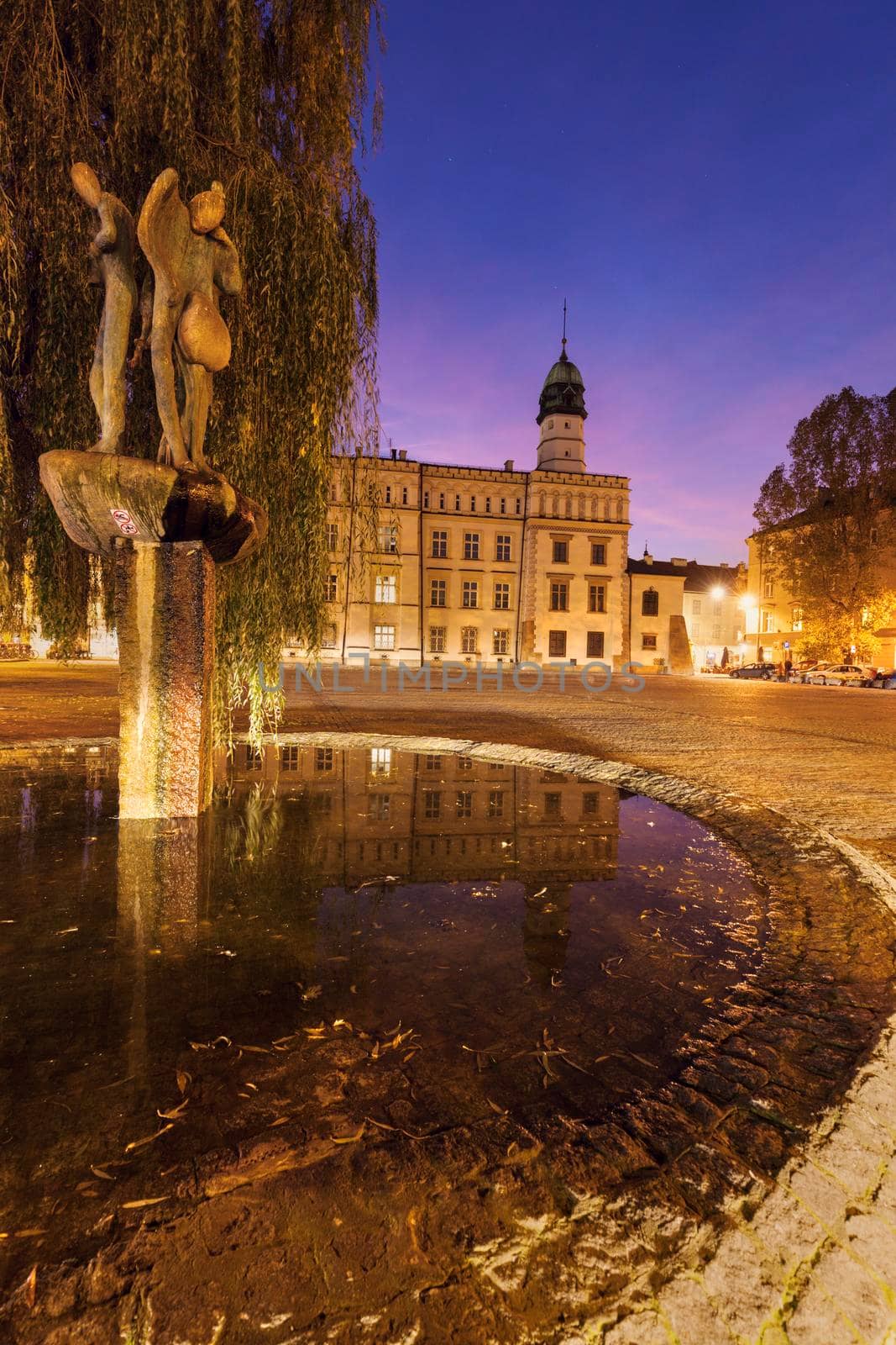 Kazimierz old town hall on Wolnica Square in Krakow. Krakow, Malopolskie, Poland.
