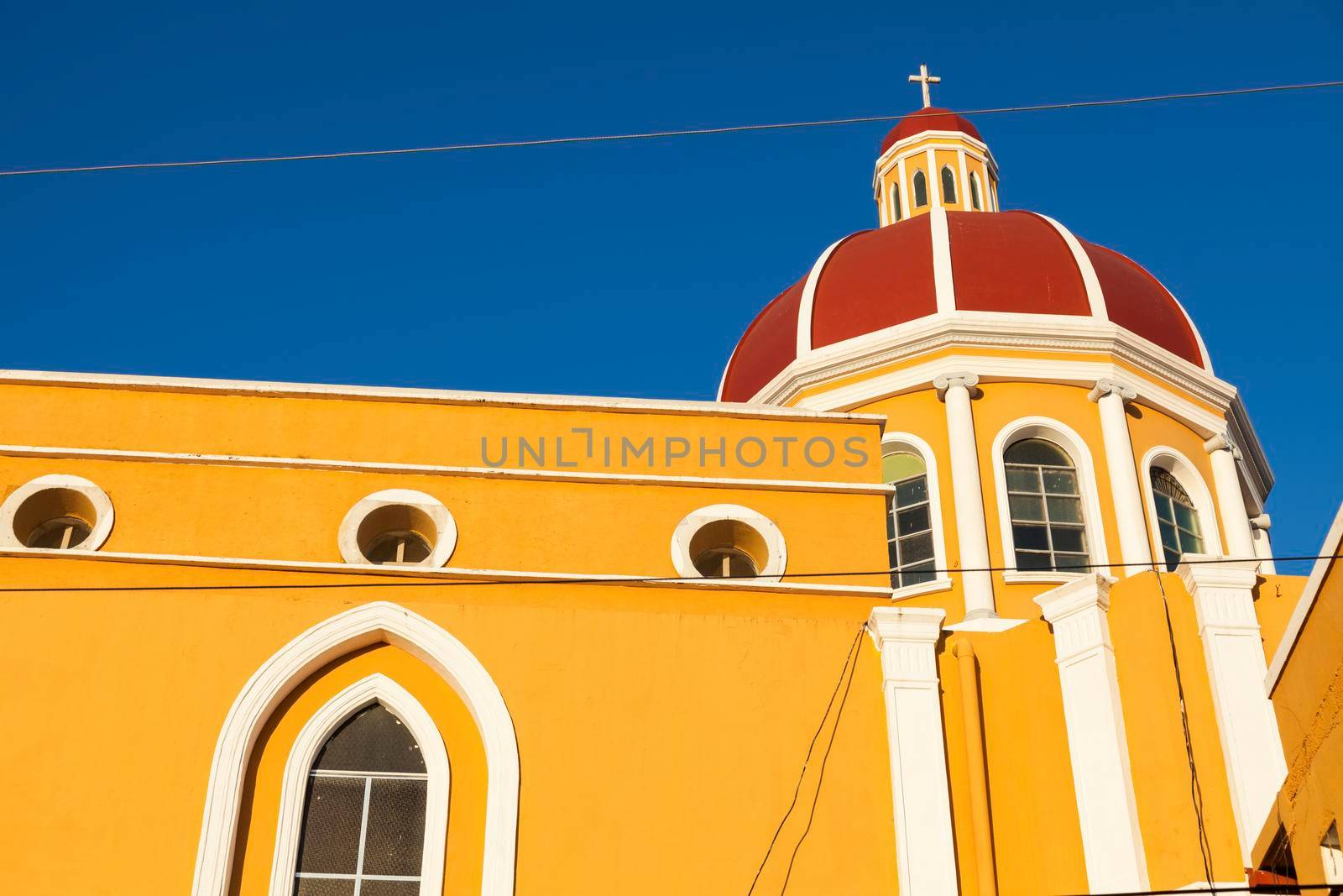 Colorful Granada Cathedral. Granada, Nicaragua.