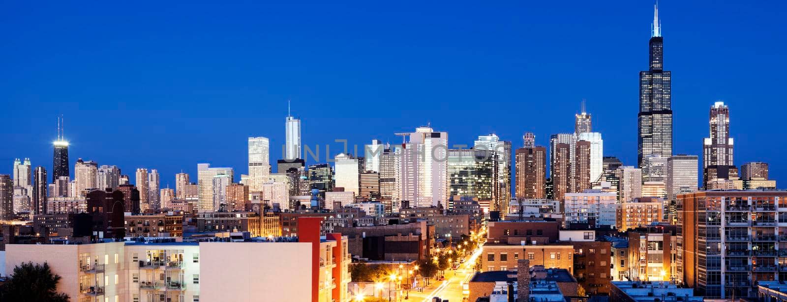 Blue evening in Chicago - view from the west side by benkrut