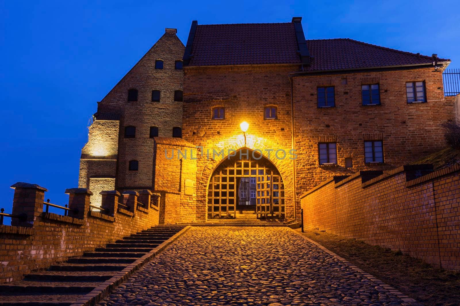 Water Gate in  Grudziadz at night Grudziadz, Kuyavian-Pomeranian Voivodeship, Poland.