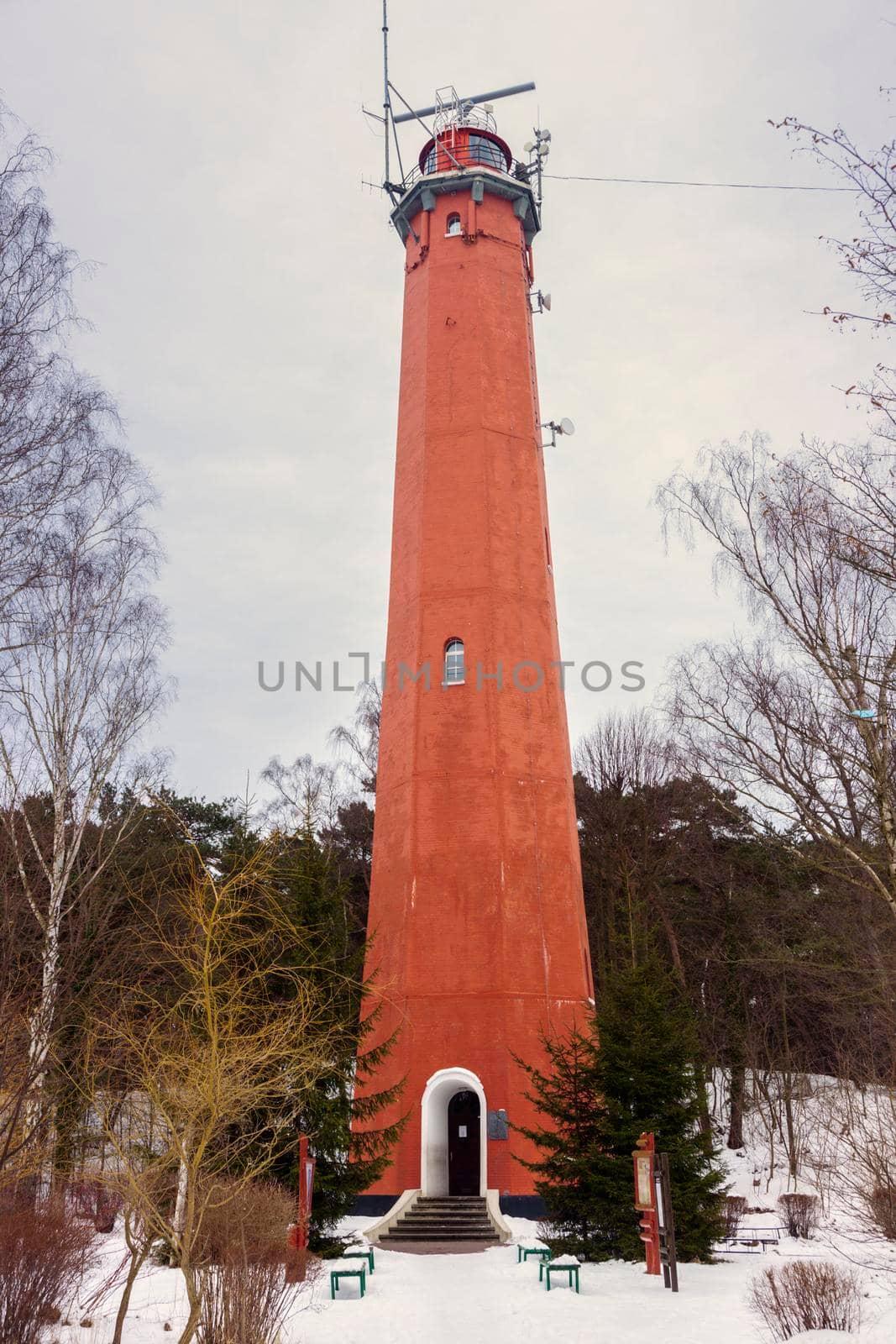 Red lighthouse in Hel. Hel, Pomerania, Poland.